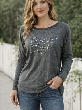 Women sparkle pullover heart shirt long sleeve